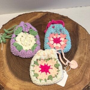 Handmade Crochet Kids Pouch Set - Multicolor